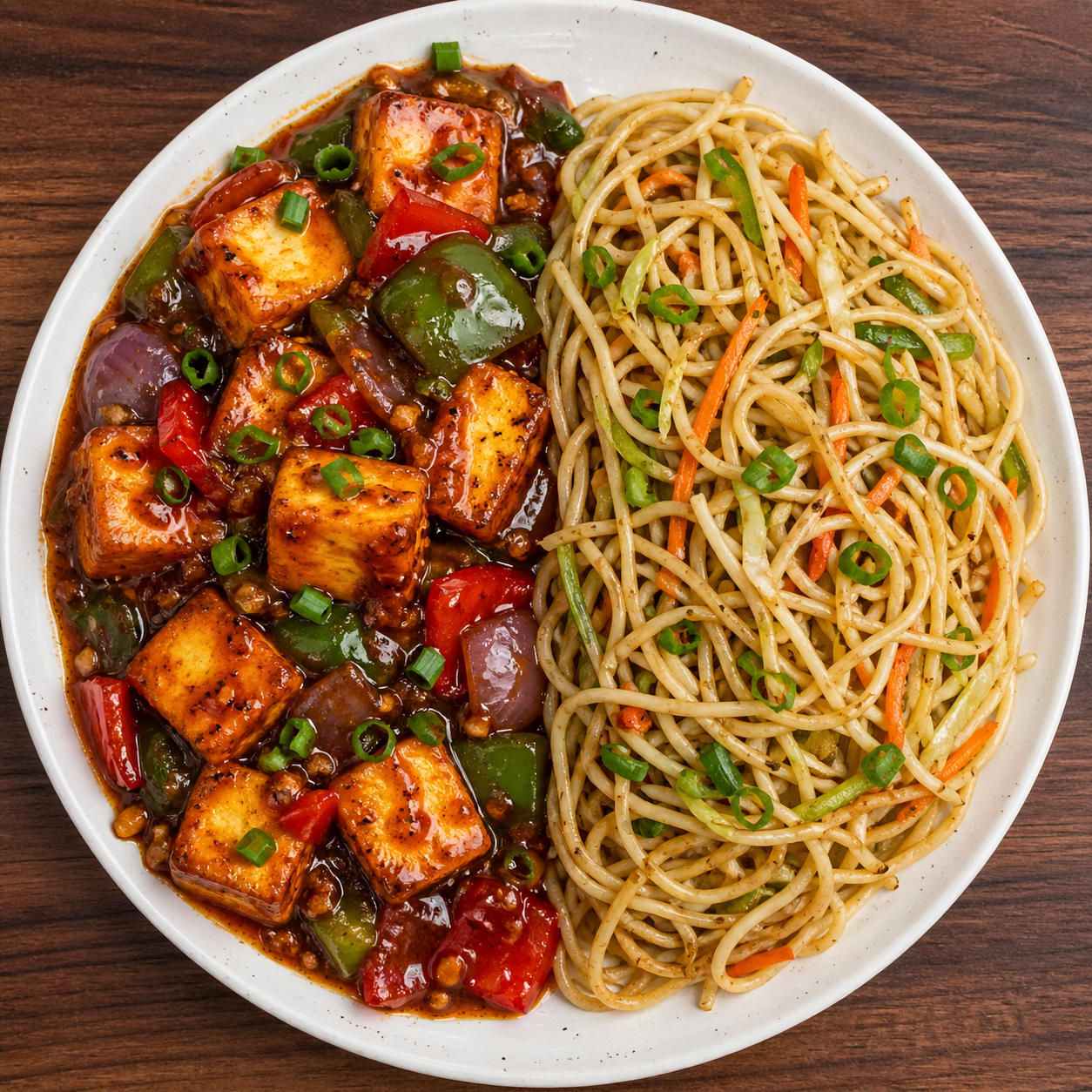 Paneer Chilli Gravy + Veg Hakka Noodles